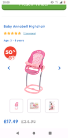 baby annabell high chair argos